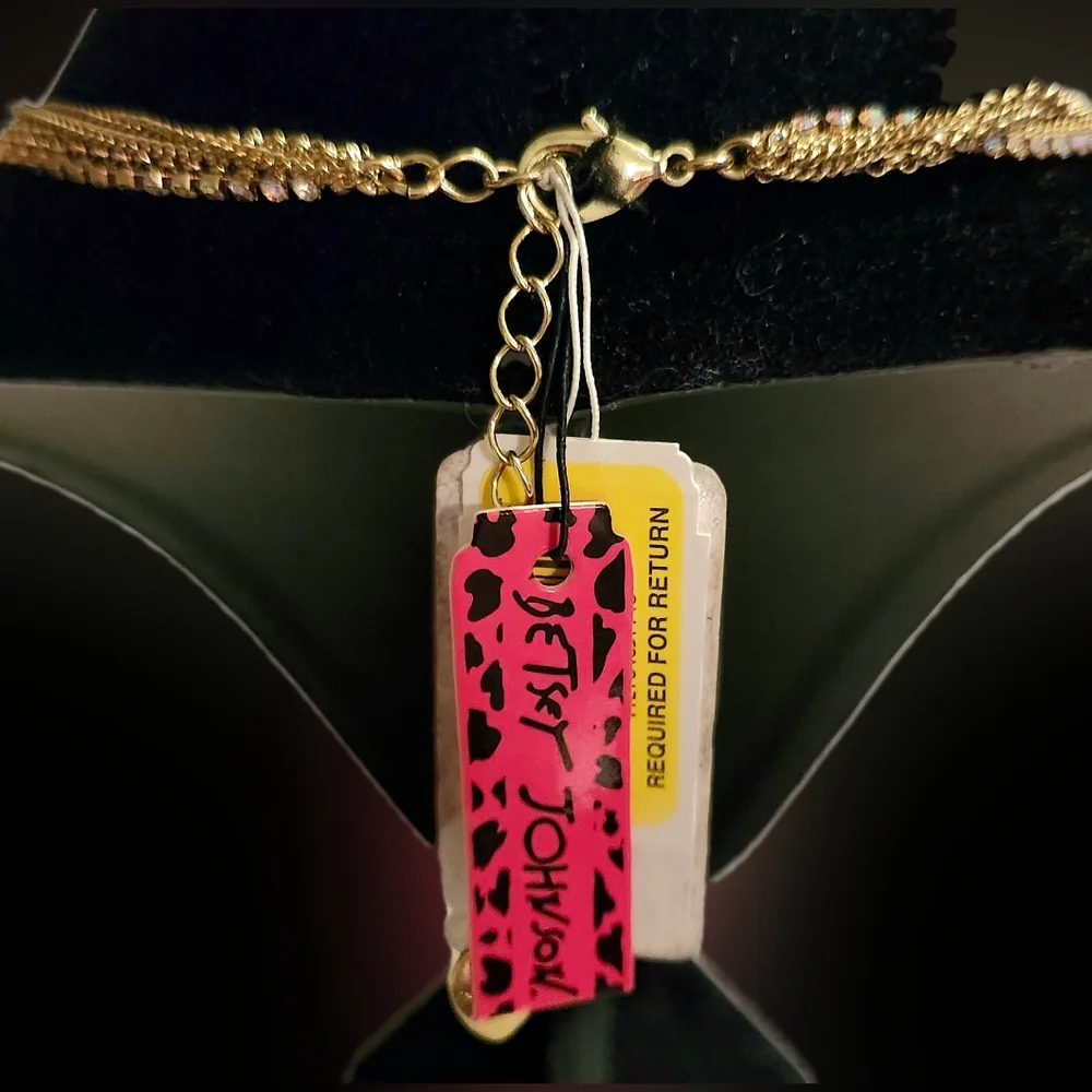 Vintage Betsey Johnson Rhinestone Flowers, Skulls, & Rose Statement Necklace NWT - Picture 5 of 11